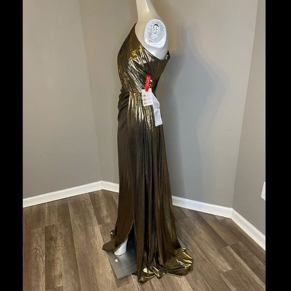 MAC DUGGAL METALLIC DRAPED ONE SHOULDER GRECIAN EVENING DRESS - Picture 5 of 15